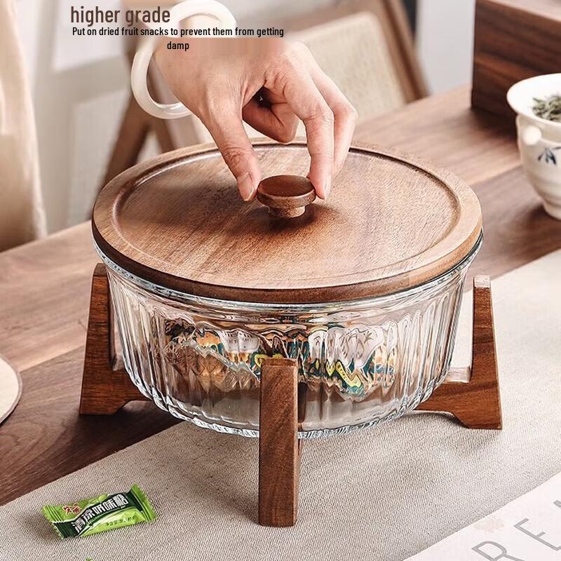 Genas New Chinese Style Glass Fruit & Snack Plate with Lid
