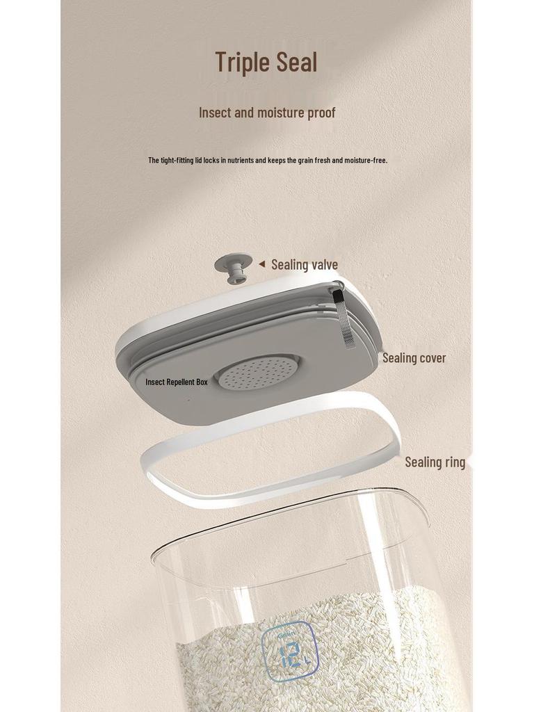 Smart Sealed Rice and Cereal Storage Container - Insect & Moisture-Proof with Large Capacity