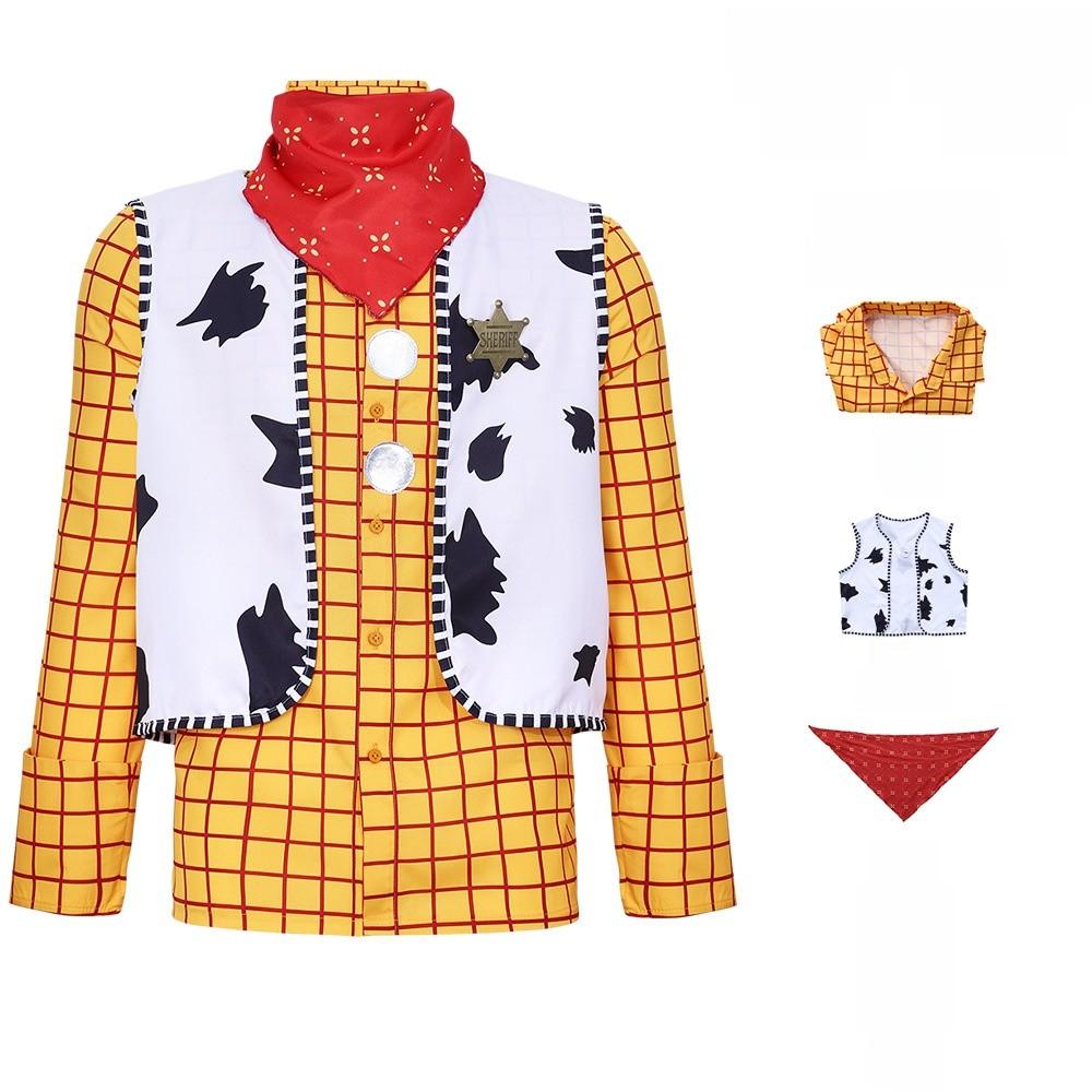 Kostým Woody z Toy Story z polyesterové látky pro Halloween a hraní rolí