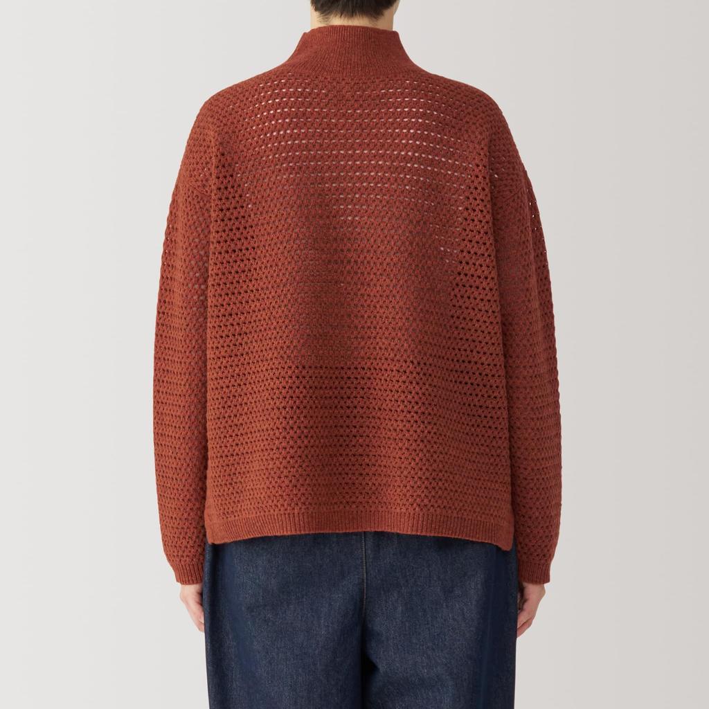 MUJI Women's Wool Blend Knit Mesh Pullover, BG1R2A4A, Smoky Orange, Size M