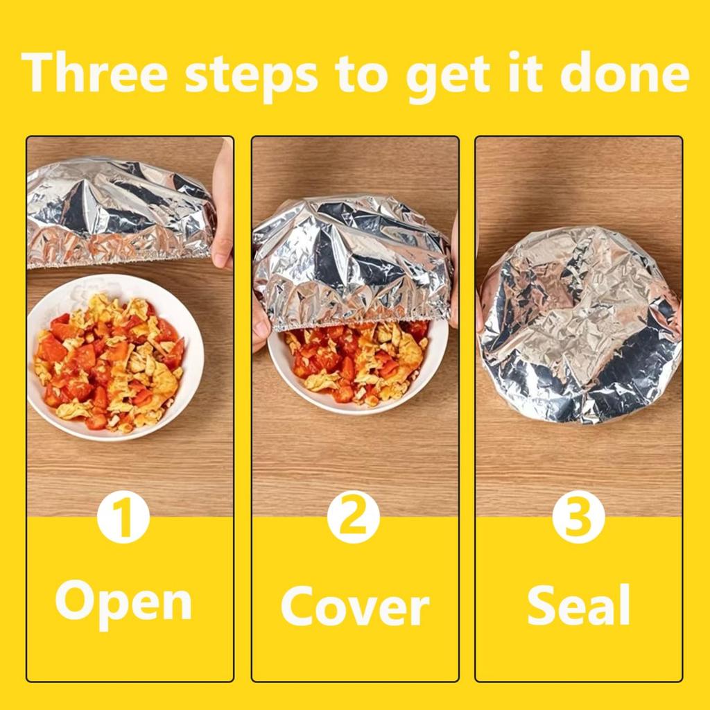 Aluminum Foil Elastic Food Covers, Stretchable for Bowls, Pack of 10/30/50