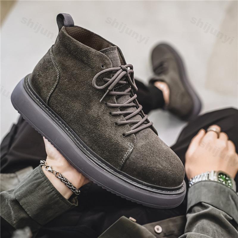 Fashion 2025 Autumn New Retro Thick Soled High Top Casual Shoes for Men Fashion Comfortable Versatile Non Slip Lace Up Platform sneakers
