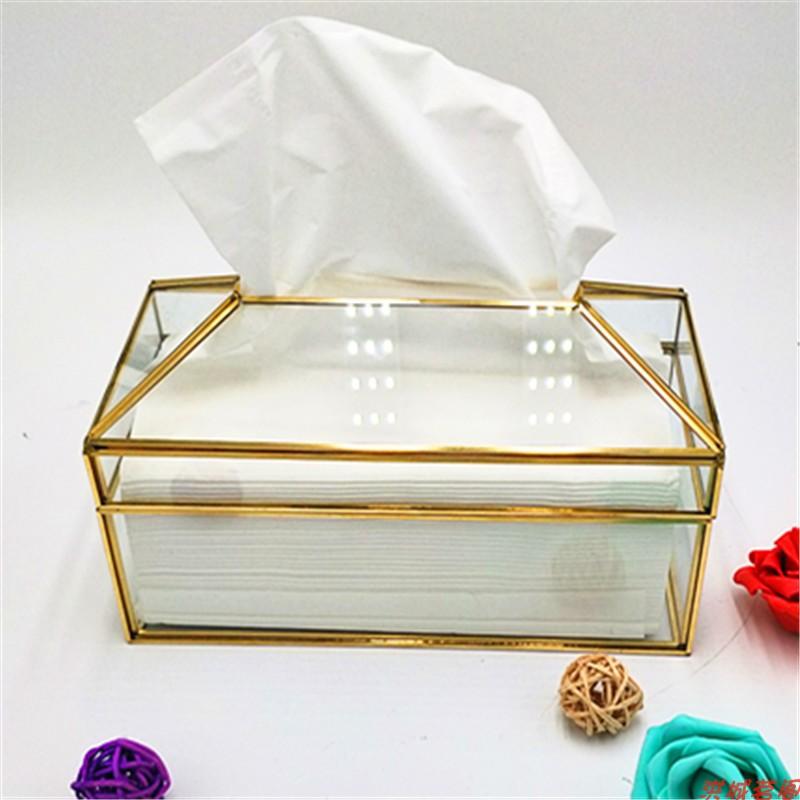 Glas Gold Große Taschentuchbox Papierhandtuchbox Zeichenpapierbox Europäische kreative Serviettenpapier Wohnzimmer Teetisch Dekor