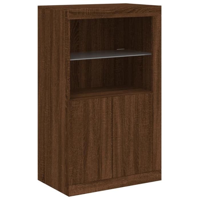 VidaXL Sideboard with LED Lights, Storage Cabinet with Glass Shelf, Interior Living Room Buffet, Modern, 836629