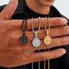 Stainless Steel Cross Necklace for Men Women, Trendy Oval Pendant Necklace, Religious Faith Prayer Jewelry Unisex