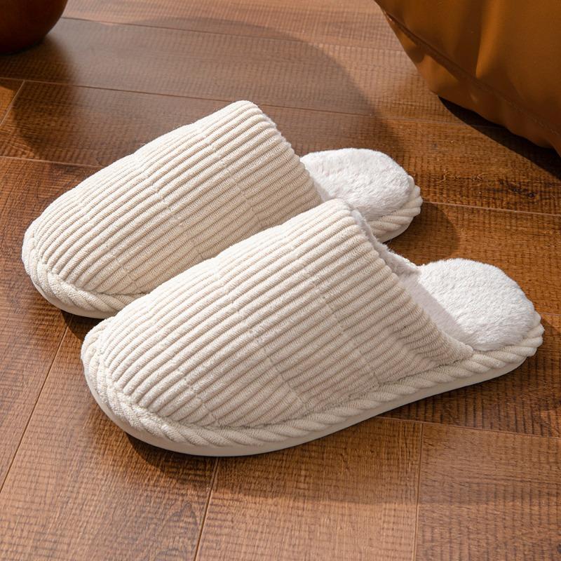 Fashion striped winter slippers Cotton women's non-slip slippers Floor mute slippers comfortable flip-flops