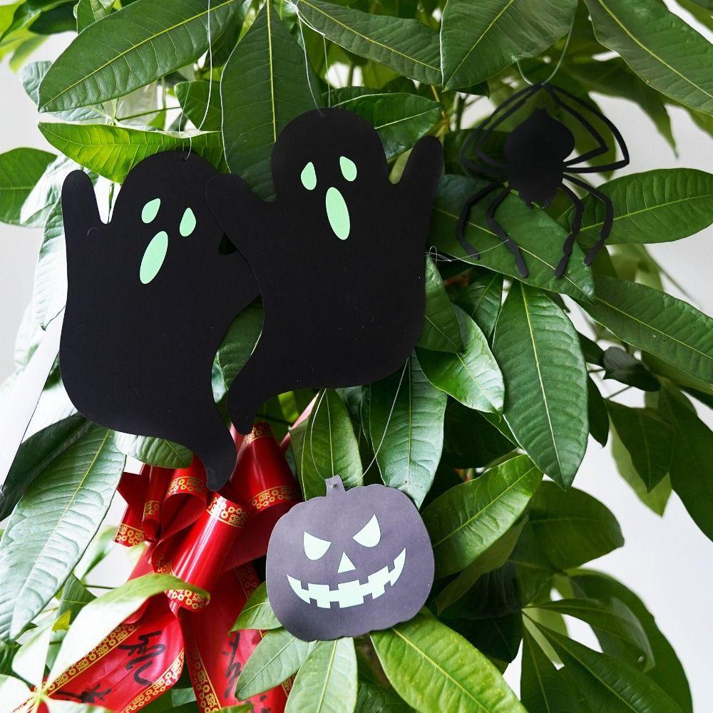 9pcs Ghost Halloween Hanging Decoration Luminous Door Window Decorations Bat Wall Stickers  Indoor