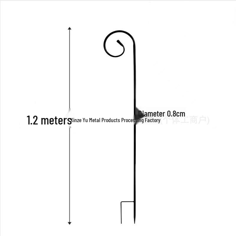 TEMU Rustproof Wrought Iron Shepherd's Double Hook Garden Bracket for Courtyard Lawn.