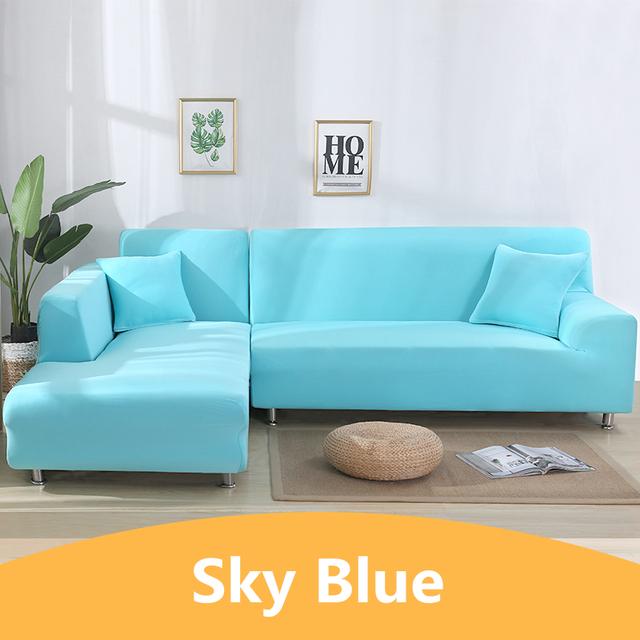 

Эластичный однотонный чехол для дивана для гостиной, все включено, чехол для дивана из спандекса, секционный чехол для мебели, 1/2/3/4 местный чехол 1pc 1-Seat 90-140cm небесно-голубой