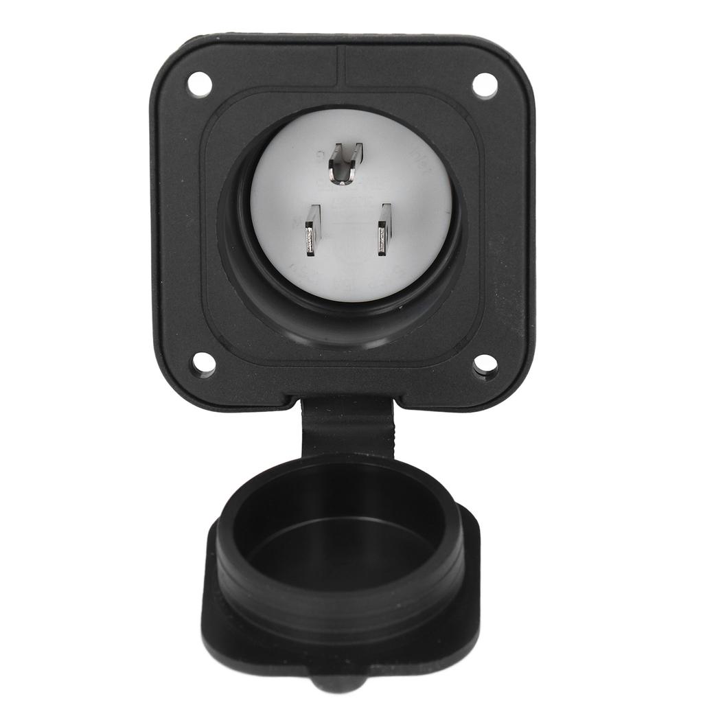 2-poliger 3-adriger Flansch-Stromeingang, gerade Flachsteckhülse mit wasserdichter Abdeckung, 15 A, 125 V