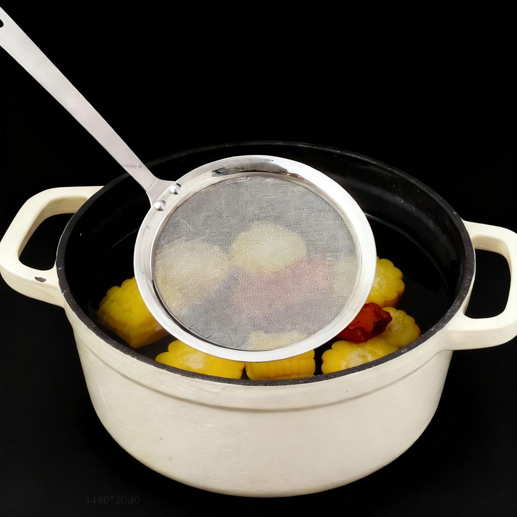 304 Stainless Steel Residue Filter Long Handle Skimmer Spoon Multifunctional Food Strainer Mesh Spoon Colander Kitchen Utensils