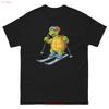 Turtle Skiing Skier Fun Cartoon Ski T Shirt Vintage Washed Graphic Soft Top For Everyday Wear Homme Casual Breathable