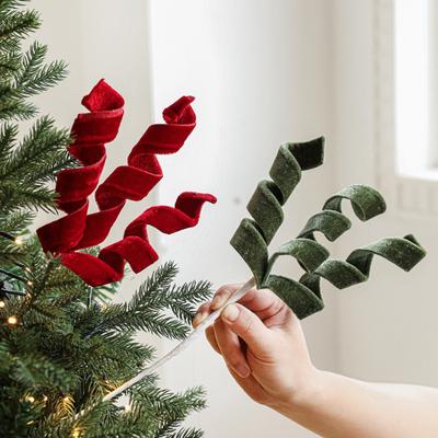 Velvet Spiral Christmas Stems Red White Green Spiral Christmas Tree Picks DIY Crafts for Wreath Fireplaces Vase Filler Holiday Ornament