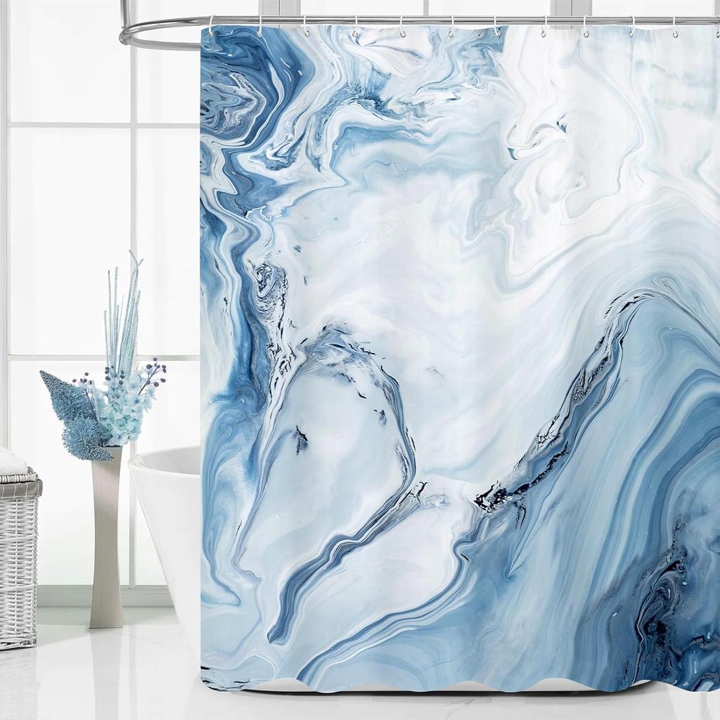 9 színű luxus kék márvány zuhanyfüggöny Modern Ombre szövet Akvarell zuhanyfüggöny fürdőszoba dekorációhoz