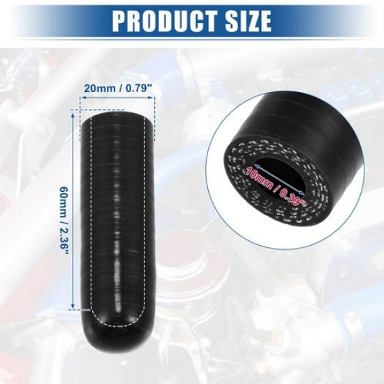 1Set 10mm ID Silicone Coolant Cap with Clamp for Coolant Heater Bypass Black