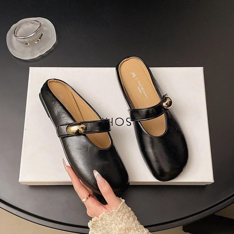 Fashion Hot Sell Woman Net Ballet Shoe Buckle Band Strap Boat Shoe Light Outdoor Grandma Shoes Flat Dress Shoe Gentle Mary Jane