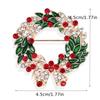 1pc Luxury Large Statement Wreath Brooch Pin -Elegant Red & Green Christmas Design with Golden-Tone Foliage,Clear -Adorned Leaf