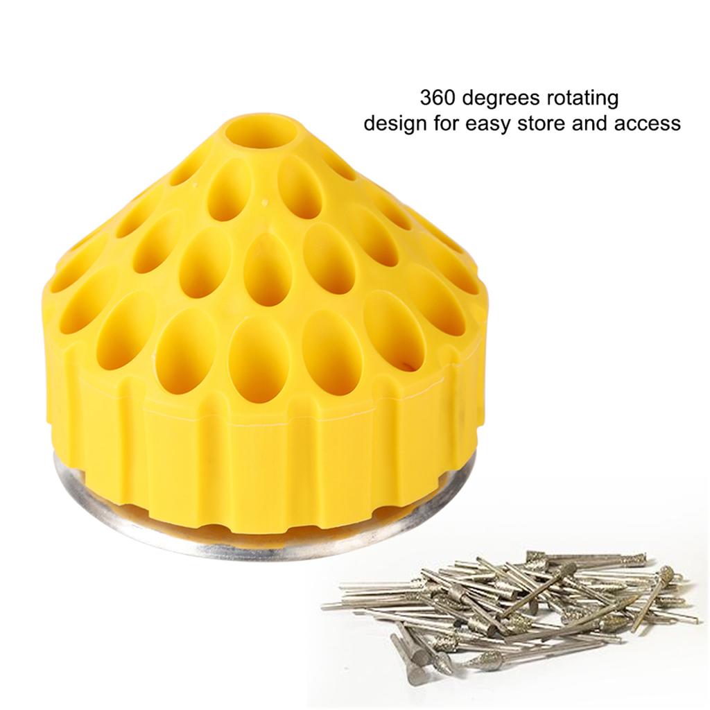 Rotatable Bur Holder Drill Bit Tap Stand Grinding Carving Tools Organizer Box