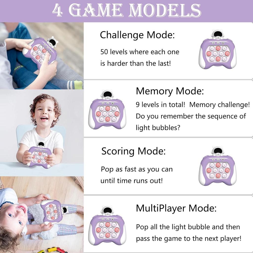 Joc rapid de împingere, Pop Fidget Light Up It Pocket Game pentru copii cu vârste între 3-12 ani, jucărie de joc senzorială portabilă cu 4 moduri de petrecere Joc rapid de împingere Jucării Fidget