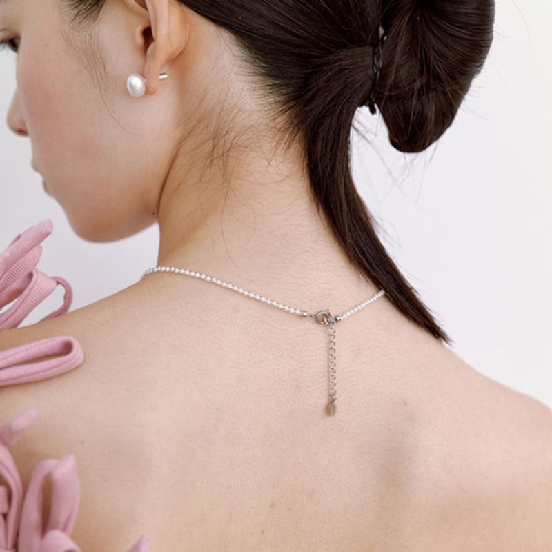 PEARLSONATE Ashore Beaded Necklace, White and Silver