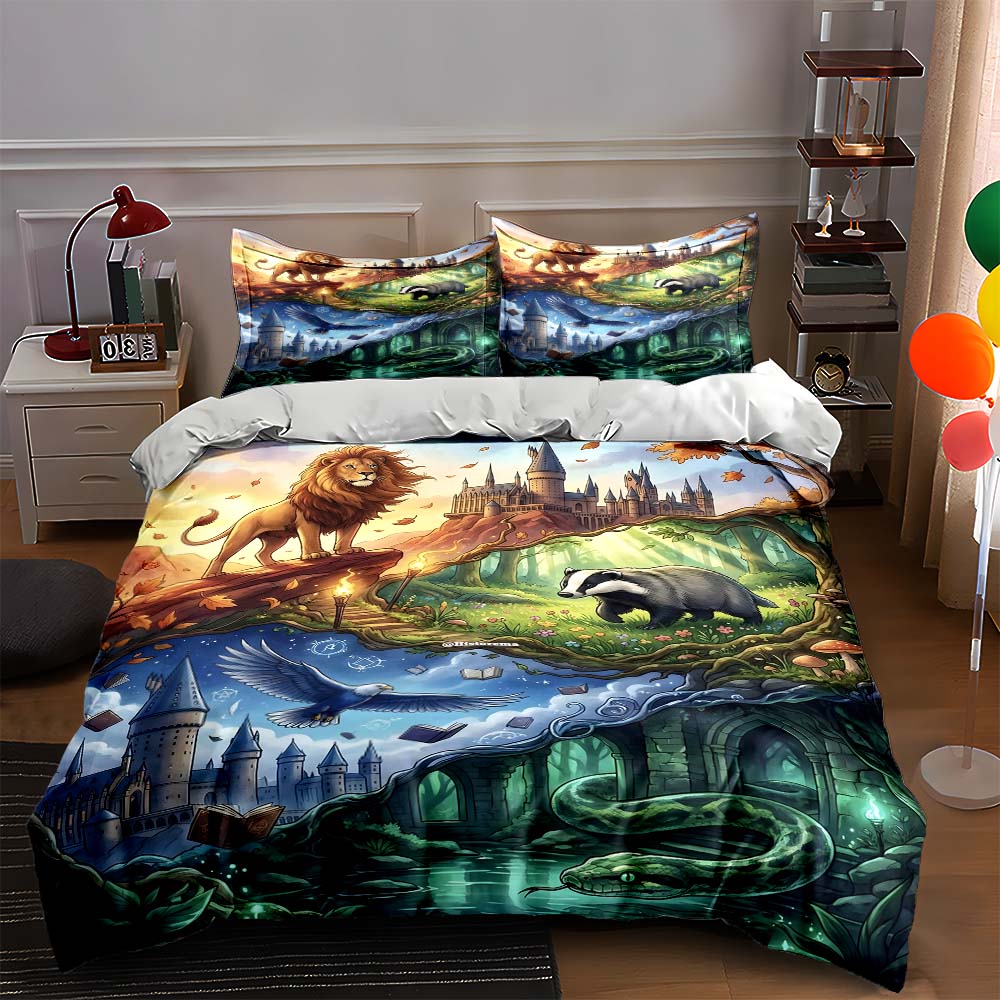 

Lion, castle, snake Bedding Duvet cover sets Duvet covers Pillowcases gifts (1 * Duvet Cover 2 * Pillowcases, without duvet insert) 135x200cm