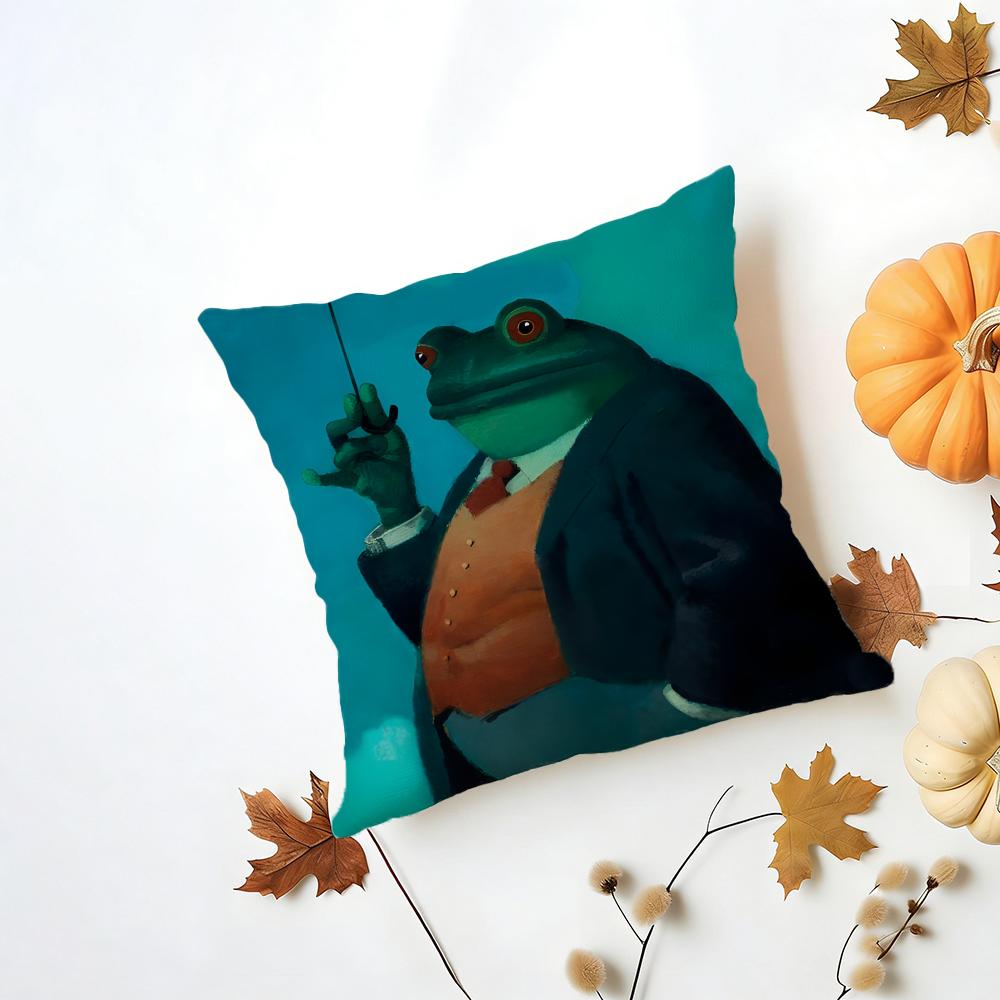 FFrog Aesthetic Cushion Cover Washable Linen Pillowcase Soft  for Daily Sofa Bed Home Room Decor