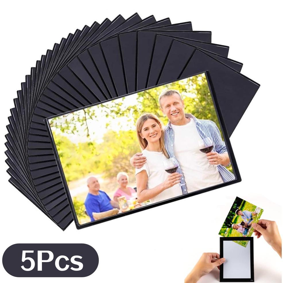 5Pcs 4.5x6.5Inch Black Magnetic Picture Frames with Clear Photo Pocket For Refrigerator Room Decor Home Decor Art Frame