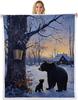 Forest Deer Blanket Soft Fleece Throw Nature Sunset Design Home Decor Camping Gift Kids Room
