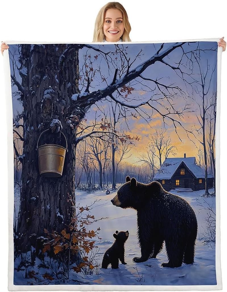 Forest Deer Blanket Soft Fleece Throw Nature Sunset Design Home Decor Camping Gift Kids Room