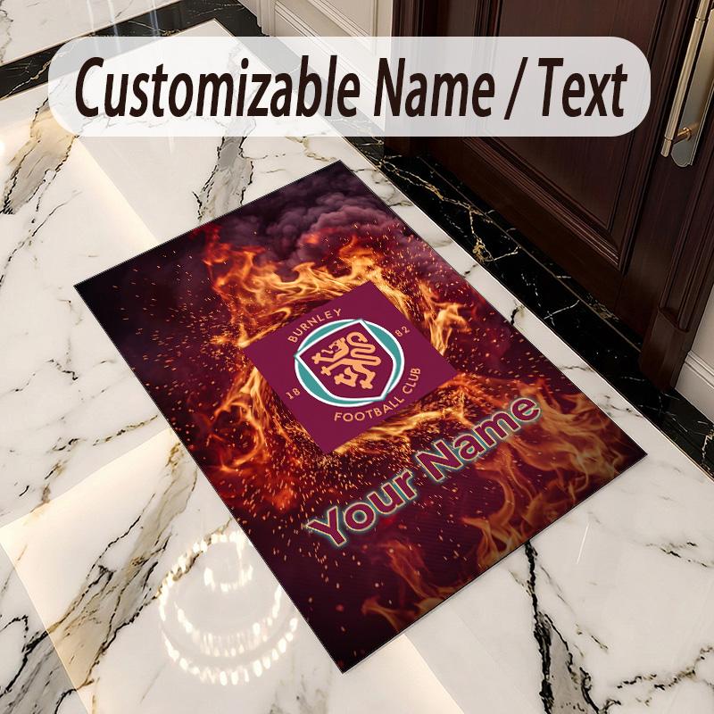 Crystal Velvet Rug Burnley Football Print Custom Name Text Floor Mat Home Decor