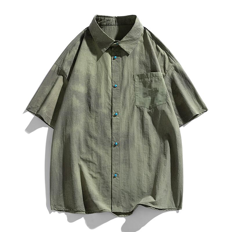 Summer Men s Loose Men s Short Sleeved T-shirt Men s Top Five Quarter Sleeve Jacquard Lapel Short Sleeved Shirt Men L