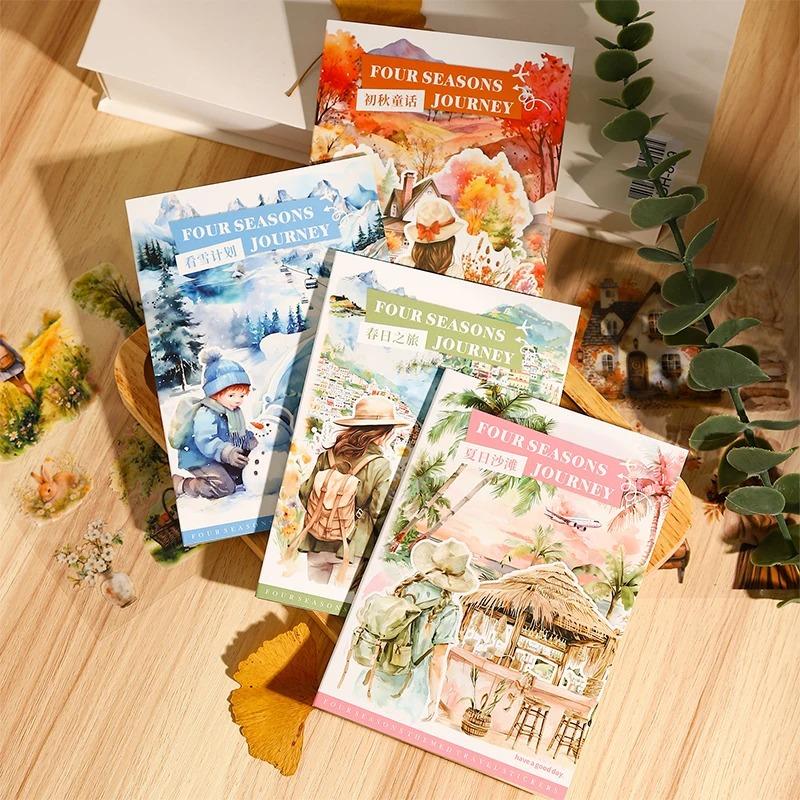 Heißer Verkauf 20 Blätter PET gestanzte Aufkleber Buch Vier Jahreszeiten Landschaft Dekorative Scrapbooking Material Tagebuch Album Bastelbedarf