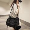 Stylish Street Fashion Crossbody Bag For Men And Women Trendy Nylon Material Breathable Letter Pattern Black Color