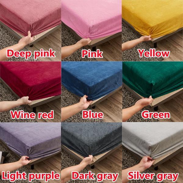 Soft Warm Plush Fitted Sheet Elastic Mattress Cover Fluffy Velvet Fleece Bed Linen Winter Couple Double Bed Bedding 200cm No Pillowcase