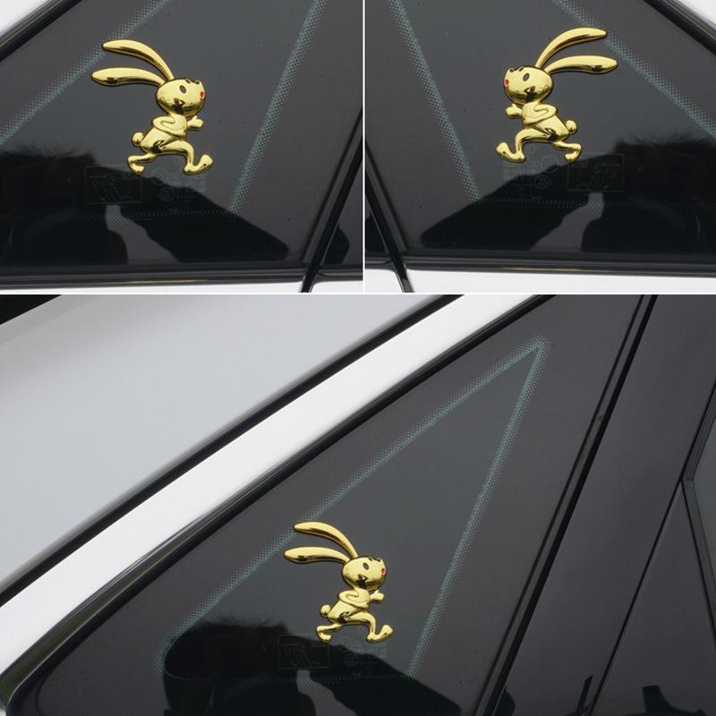 Car Bunny Bumper Sticker Cute Auto Animal Adhesive Decoration Car Side Rear Trunk Emblem Rabbit Stickers for Hood Door Auto Body