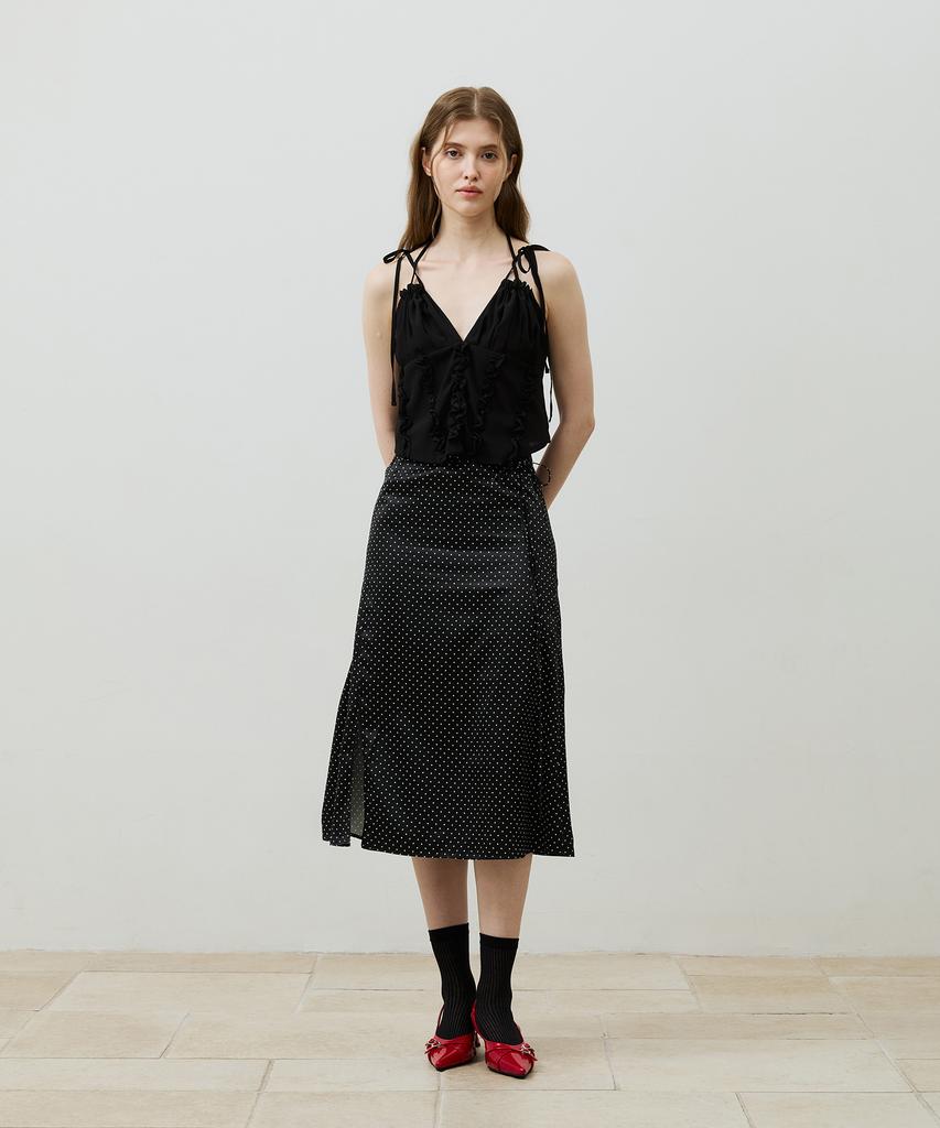 Alikim Tiny Dot Slit Skirt / Black