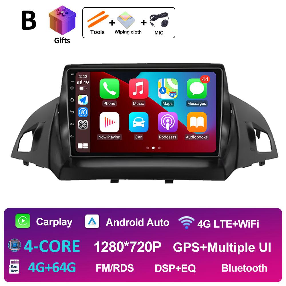 Smart System GPS Navigation For Ford C-MAX Kuga 2 Escape 3 2012 2013 2014 2015 - 2019 Wireless Carplay QLED IPS Screen Head Unit
