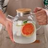 1/1.8L Transparent Glass Teapot with Bamboo Lid Heat-Resistant Glass Pitcher Thickened Glass Flower Tea pot Puer Kettle Office