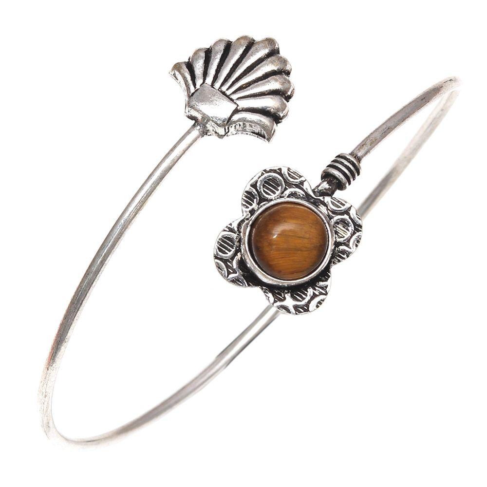 

Tiger s Eye Gemstone Handmade Silver Jewelry Cuff Bracelets 7 Adjustable