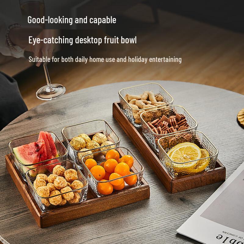 Walnut Wood Square Snack and Fruit Platter with Lid