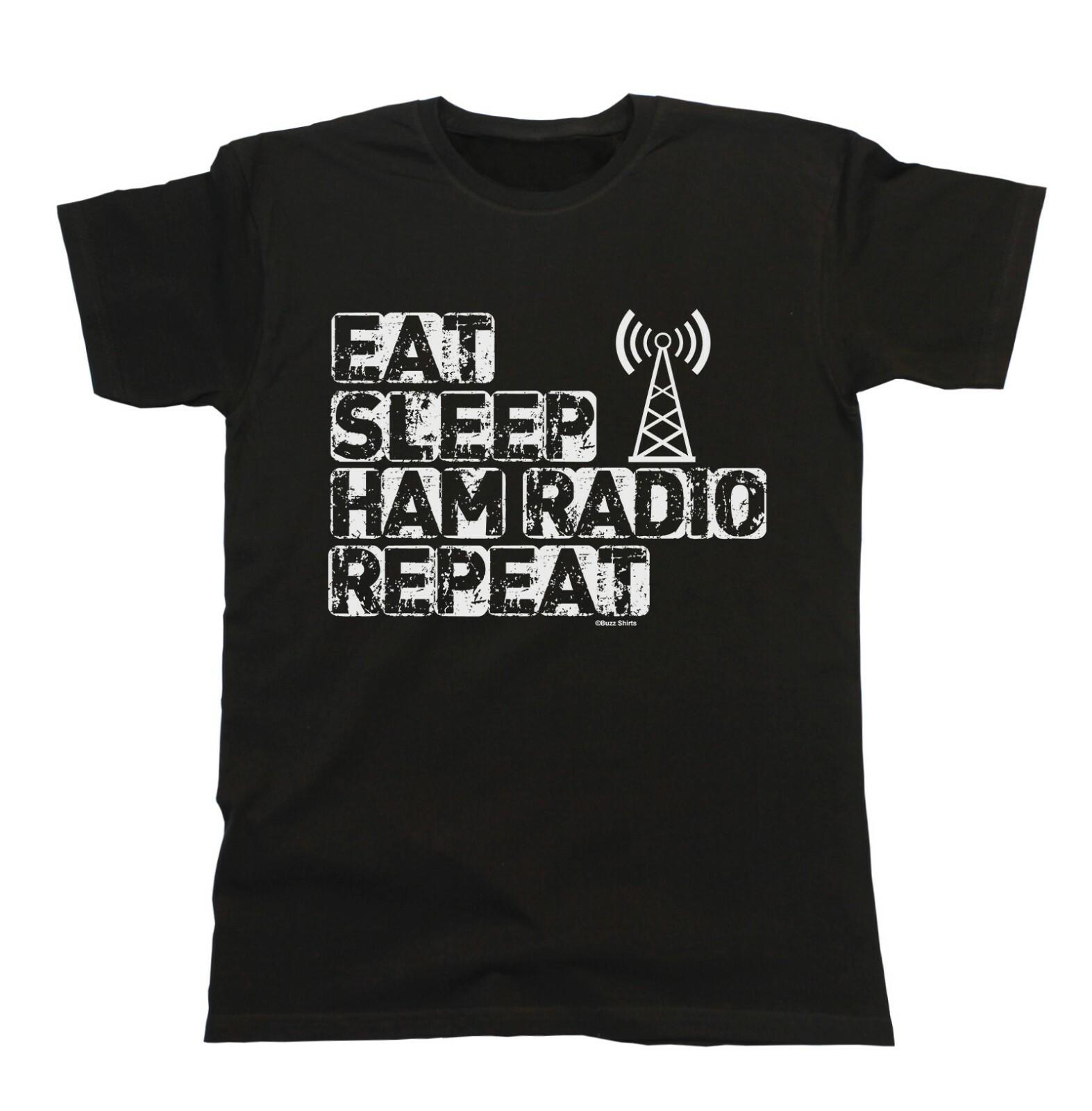 Eat Sleep HAM RADIO Repeat Mens Cotton T-Shirt Mens Womens Tees Top Christmas Gift Funny M