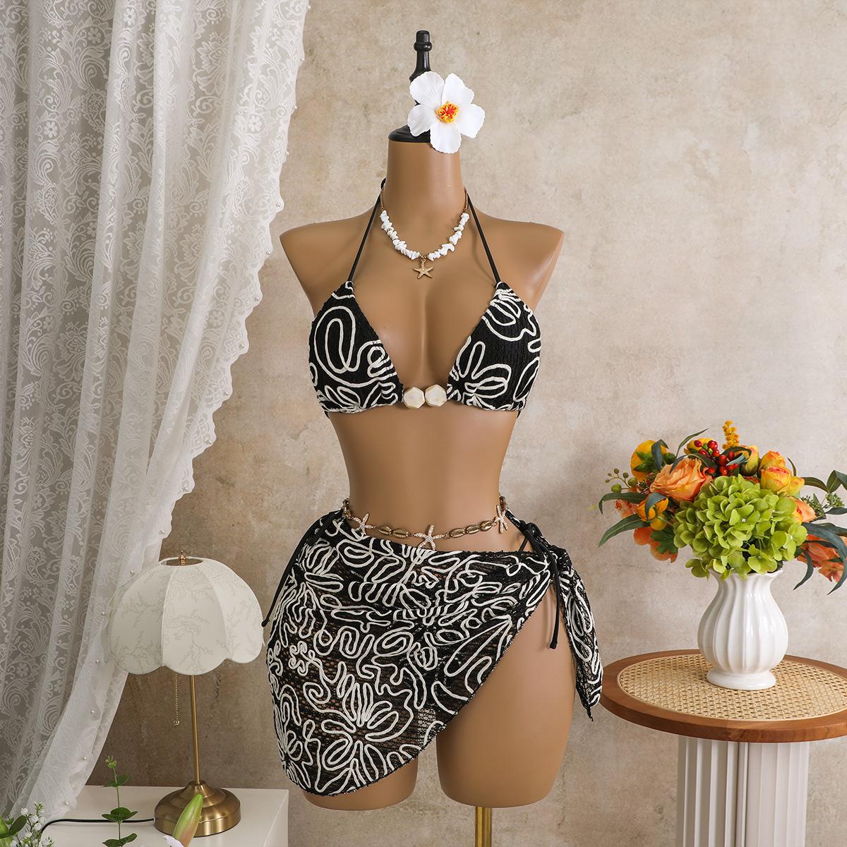 

2026 European and American Sexy Island Vacation Babes Bikini Three-piece Beach Spring Swimsuit Women L