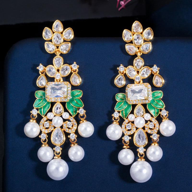 Vintage Bohemia Exaggerated Freshwater Pearl Earrings for Women Wedding Banquet 925 Silver Needle Zirconia Dangle Ethinc Jewelry