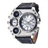 Oulm HP1349 Men's Sport Quartz Wristwatch Super Big Dial Decorative Compass Business Style Leather Band New Large Dial for Men