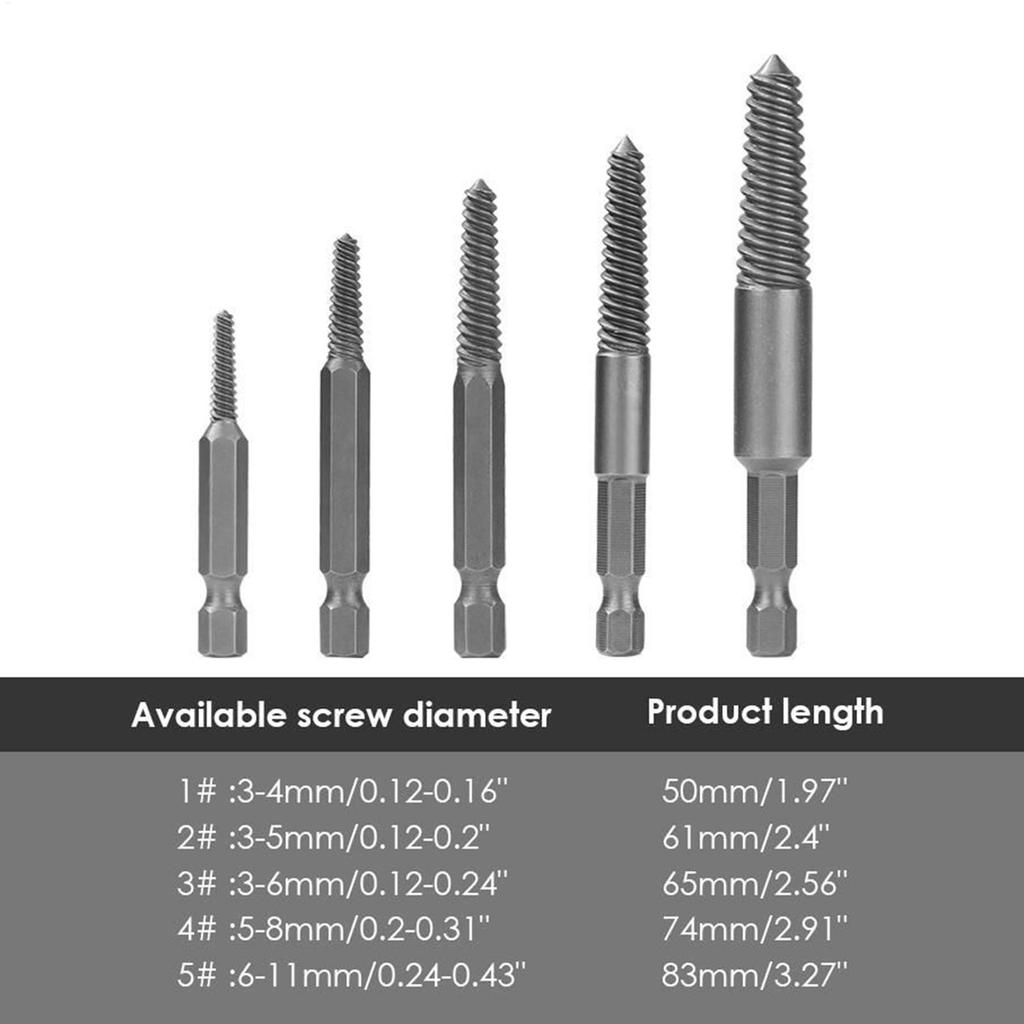 Hexagonal Handle Broken Head Screw Extractor Black Quick Release Electric Hexagonal Broken Thread Removal Tool Set