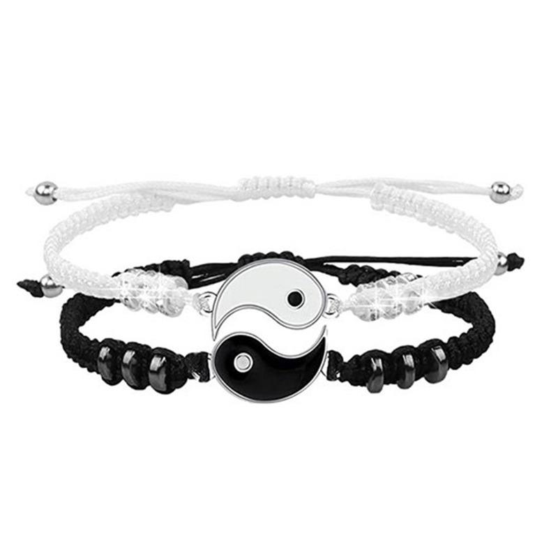 Couple Bracelet Chinese  Retro Tai Chi Gossip Banish Bad Luck Hand Woven Rope BFF Best Friend Friendship Jewelry