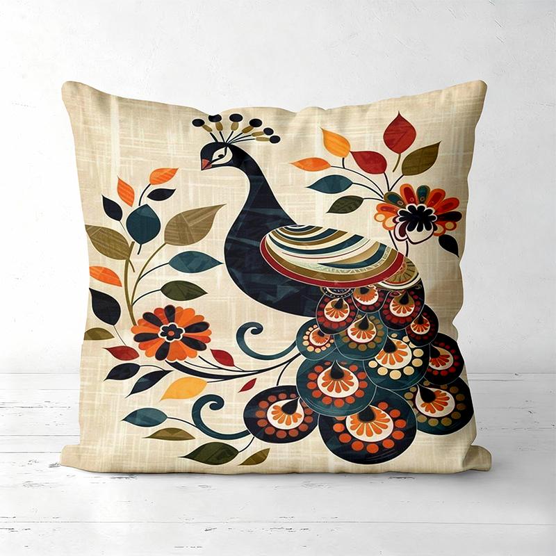 Colorful Bird and Flower Patterned Decorative Throw Pillows Polyester Pillowcase, Sofa Decorative Cushion Cov Headboard Pillow