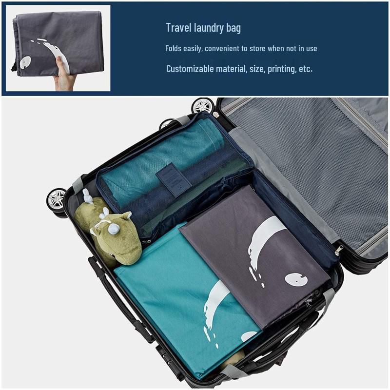 Large Waterproof Smiley Print Laundry Bag - Oxford Cloth, Drawstring Closure for Travel