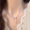 Collana con Nappa a Farfalla in Argento Sterling S925 con Diamanti per Donna, Catena per Clavicola alla Moda Fredda, Lusso di Nicchia, Accessori
