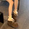Big Head Snow Boots Winter New Round Toe Suede Lace-up Soft Sole Non-slip Warm Cotton Shoes